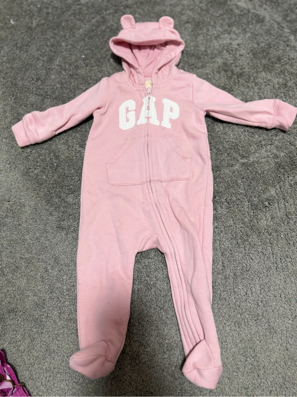 GAP Baby Bear Sweatshirt Bodysuit Pink Size 6-12 Month